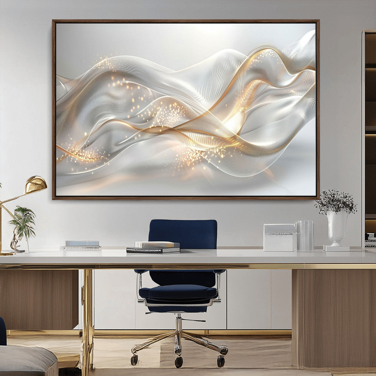 Abstract art Grey and Gold Lines Wall Art