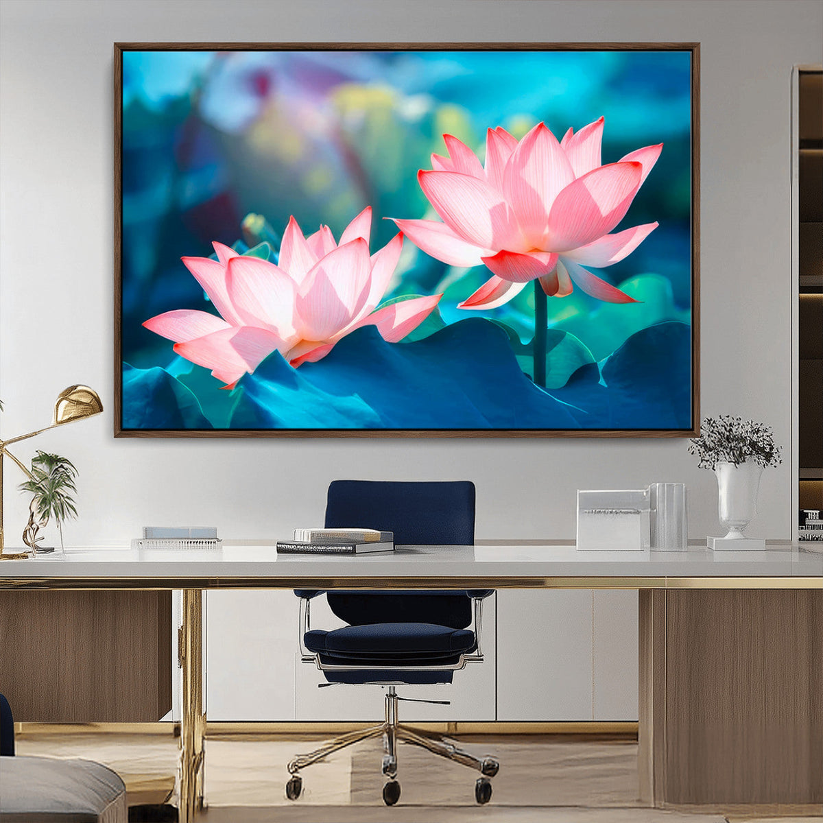 Pink Lotus Flower Canvas Wall Art | Vibrant Floral Wall