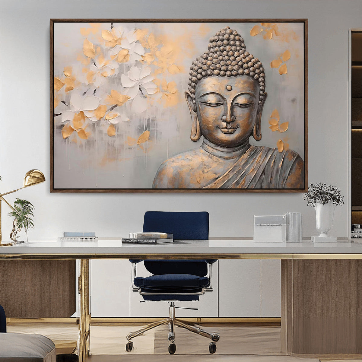 Abstract Buddha Statue Wall Art Canvas Print - Modern