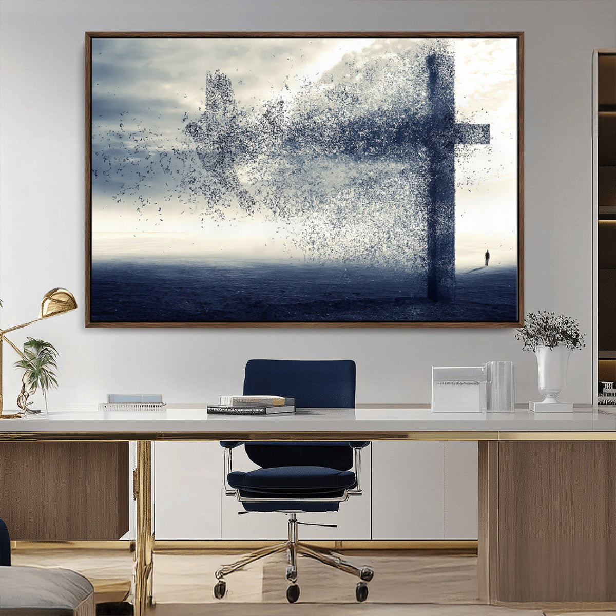 Jesus and the Fading Cross Wall Art Print – Symbol of Faith,