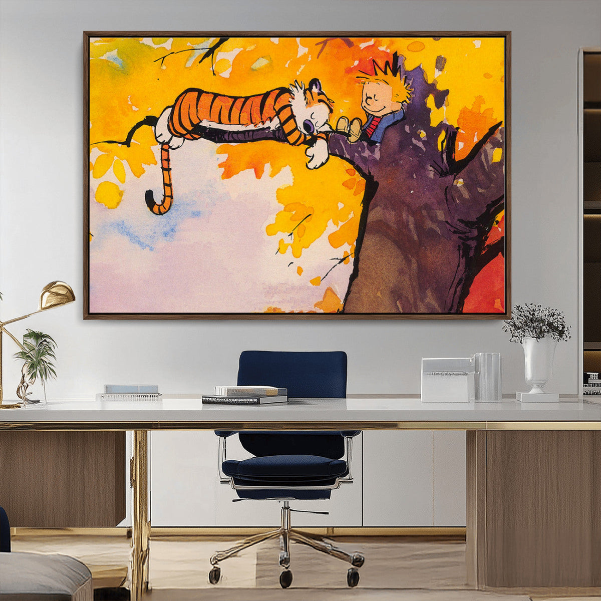 Calvin and Hobbes Tree Scene Canvas Print | 3 Panel Large