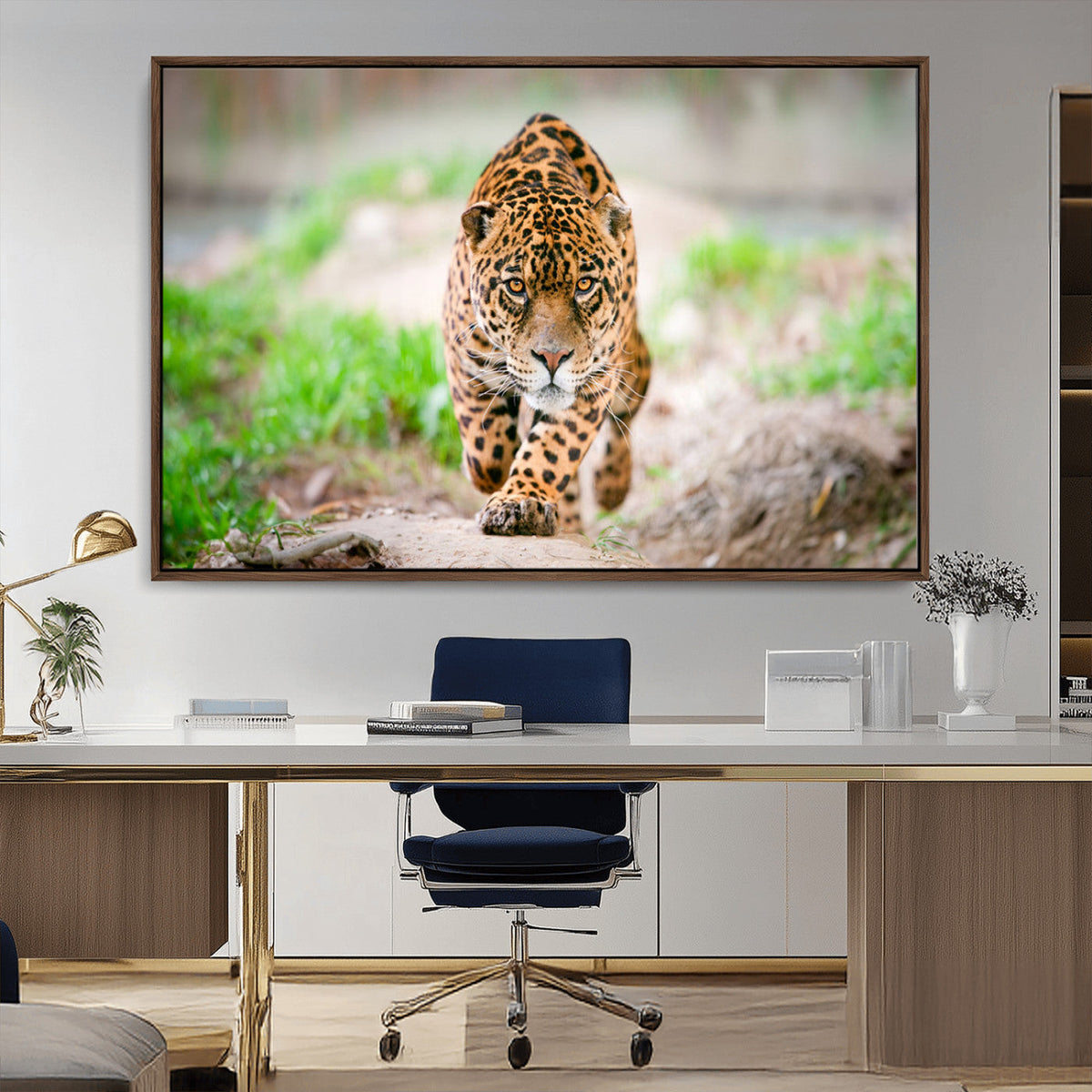 Leopard on the Prowl - Stunning Large Framed Leopard Wall