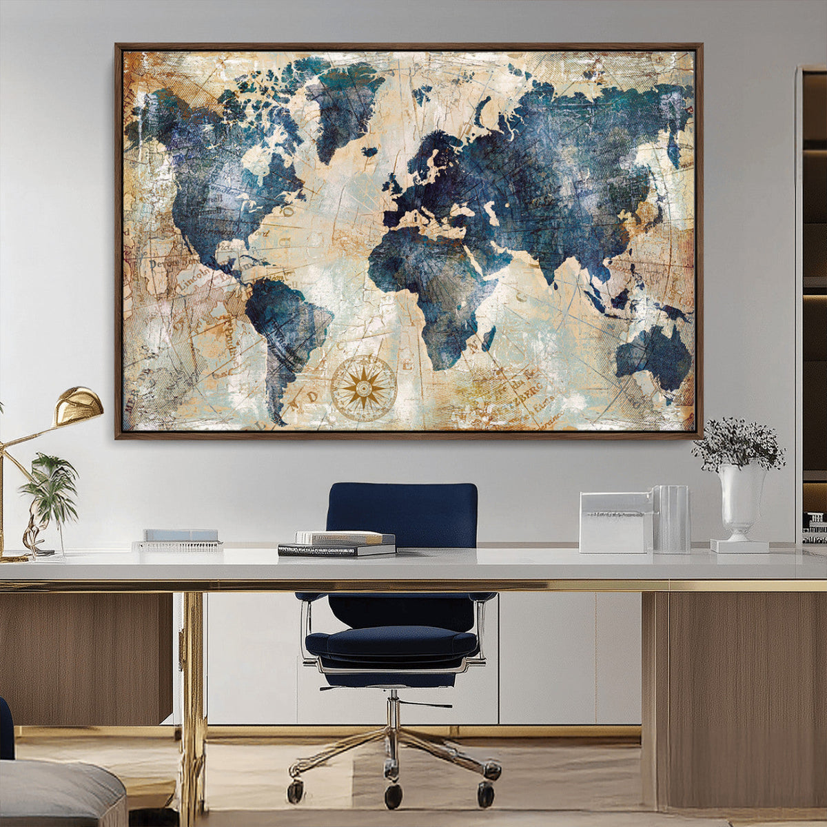 World Map Canvas Print – Framed Wall Art for Couples,