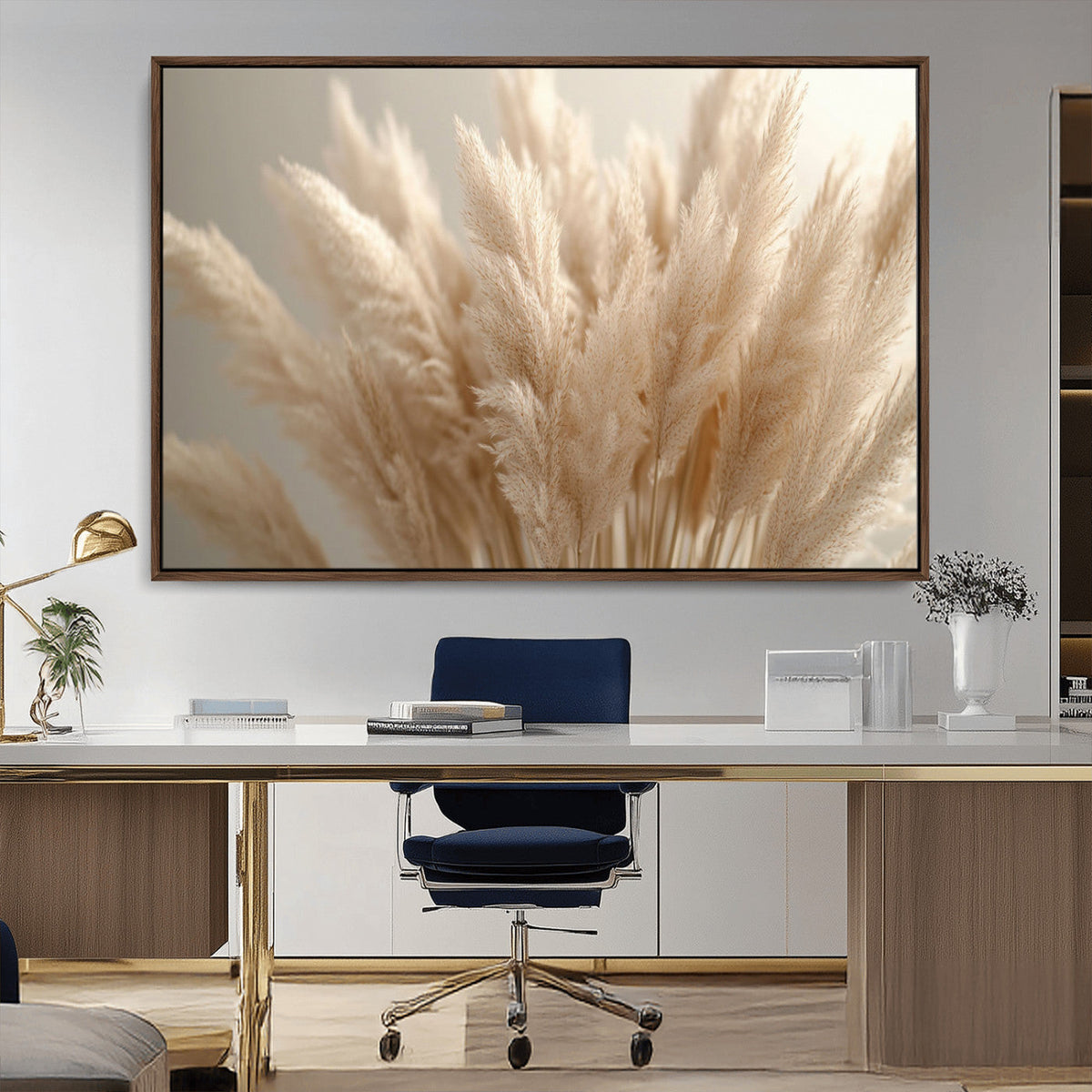 Pampas Grass Canvas Wall Art - Elegant Neutral Decor for