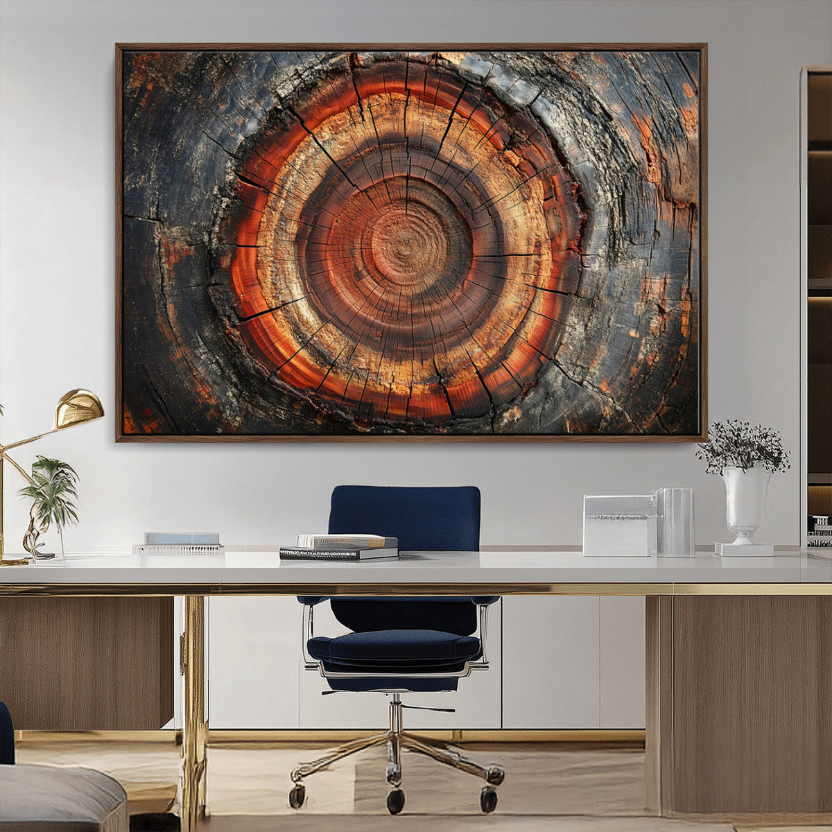 Wood Grain Canvas Wall Art - Framed Abstract Tree Ring