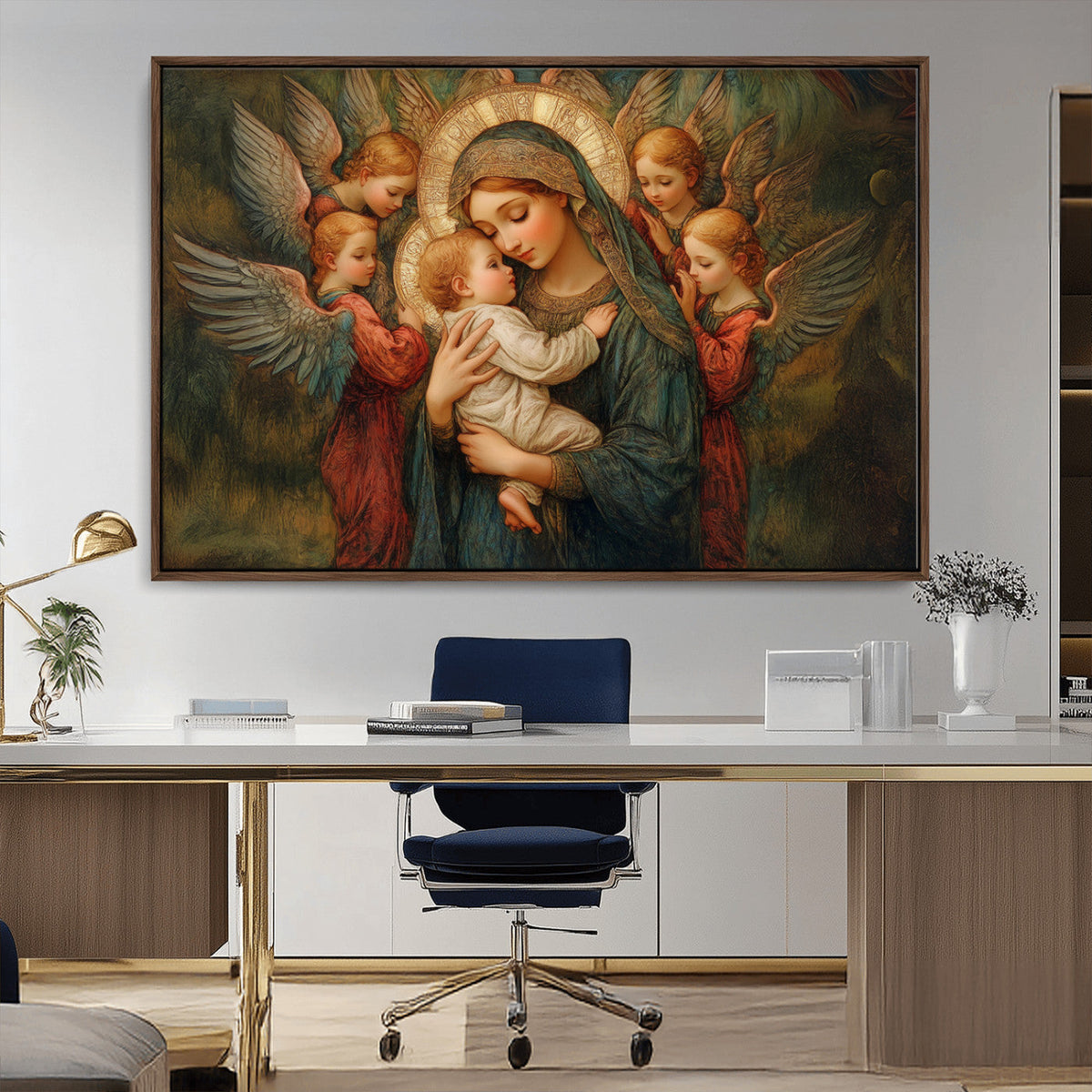 Mary Jesus Canvas Wall Art Print - Madonna and Child with