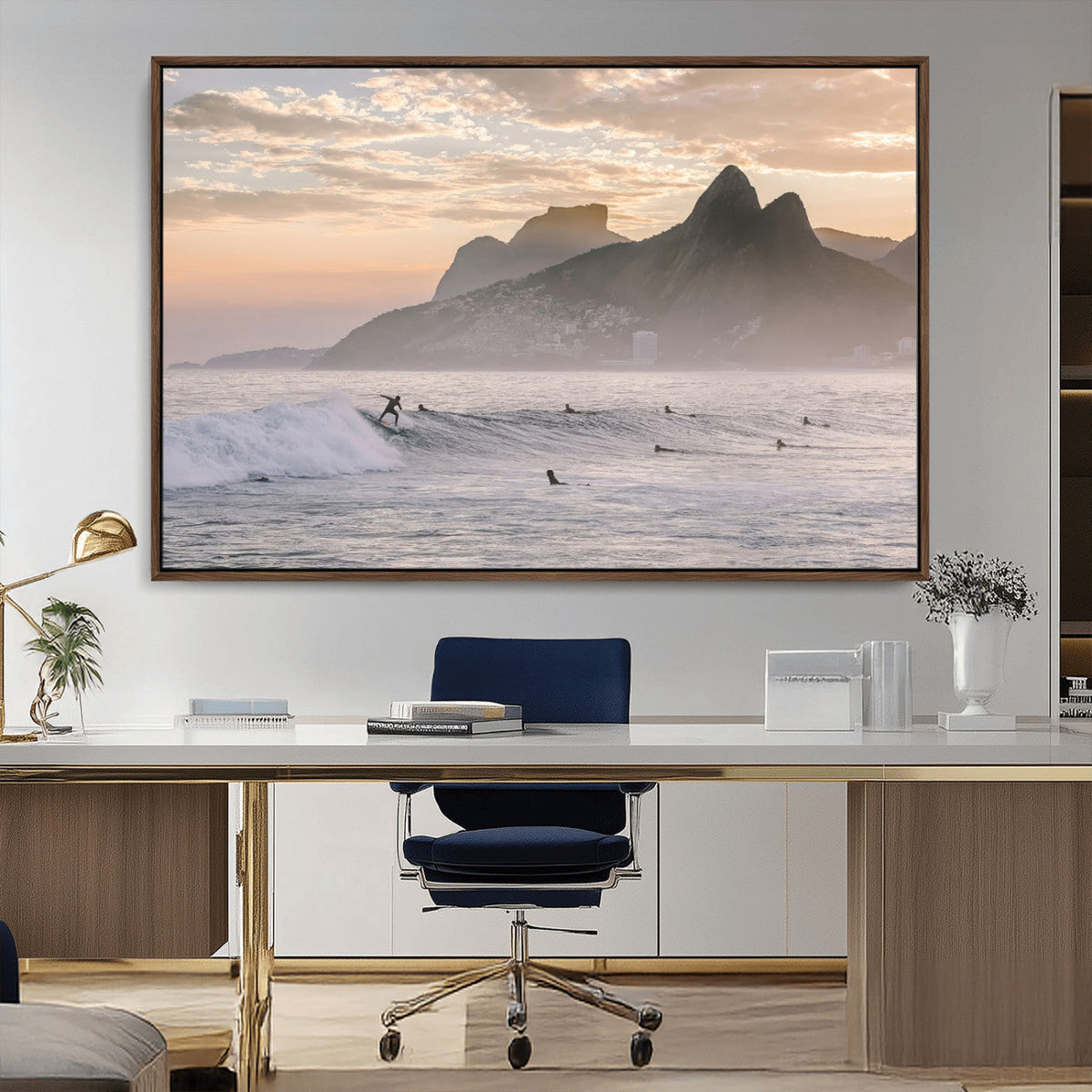 Sunset Surfing Wall Art Canvas Print – Framed Misty