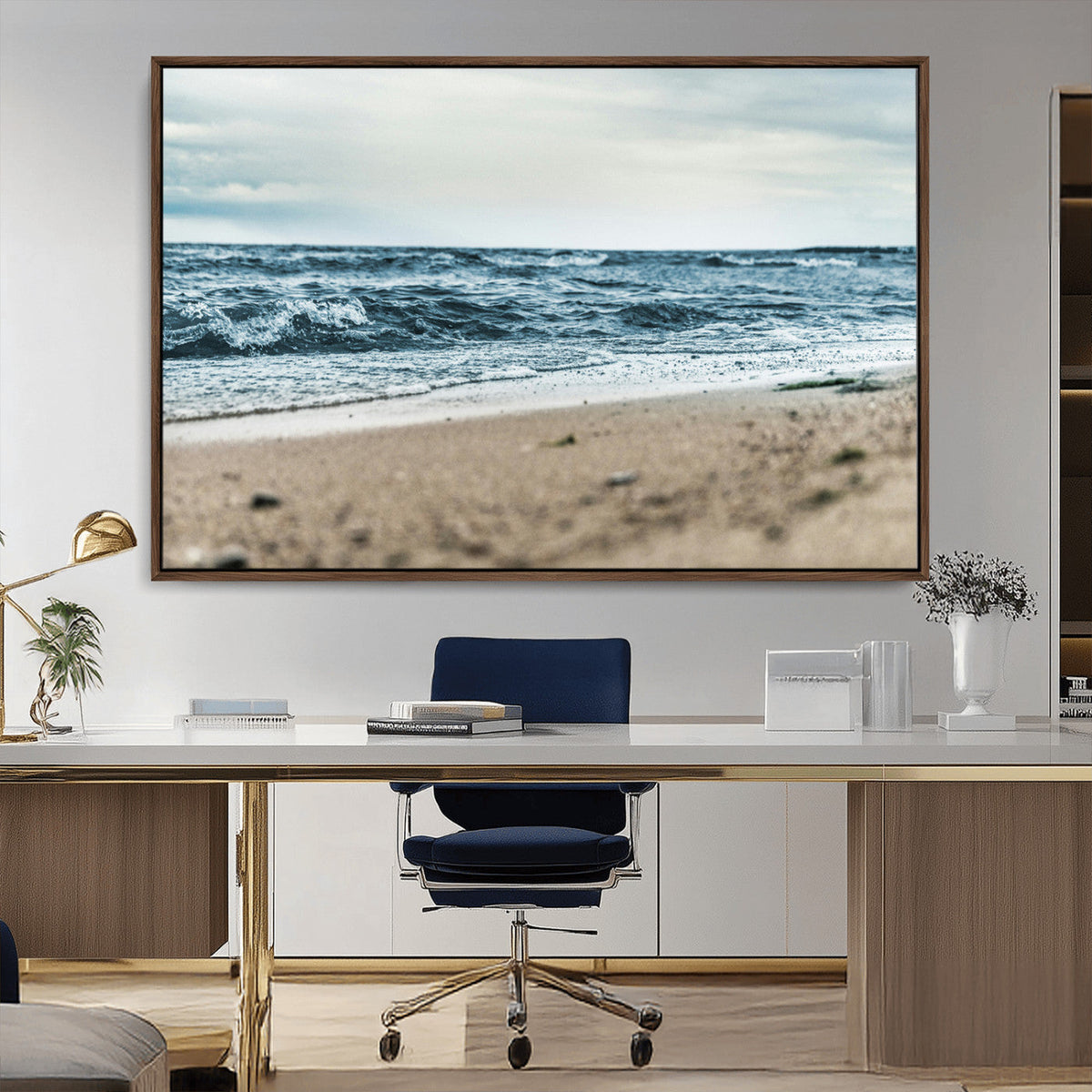 Ocean Wall Art Canvas Print – Framed Moody Seascape Coastal