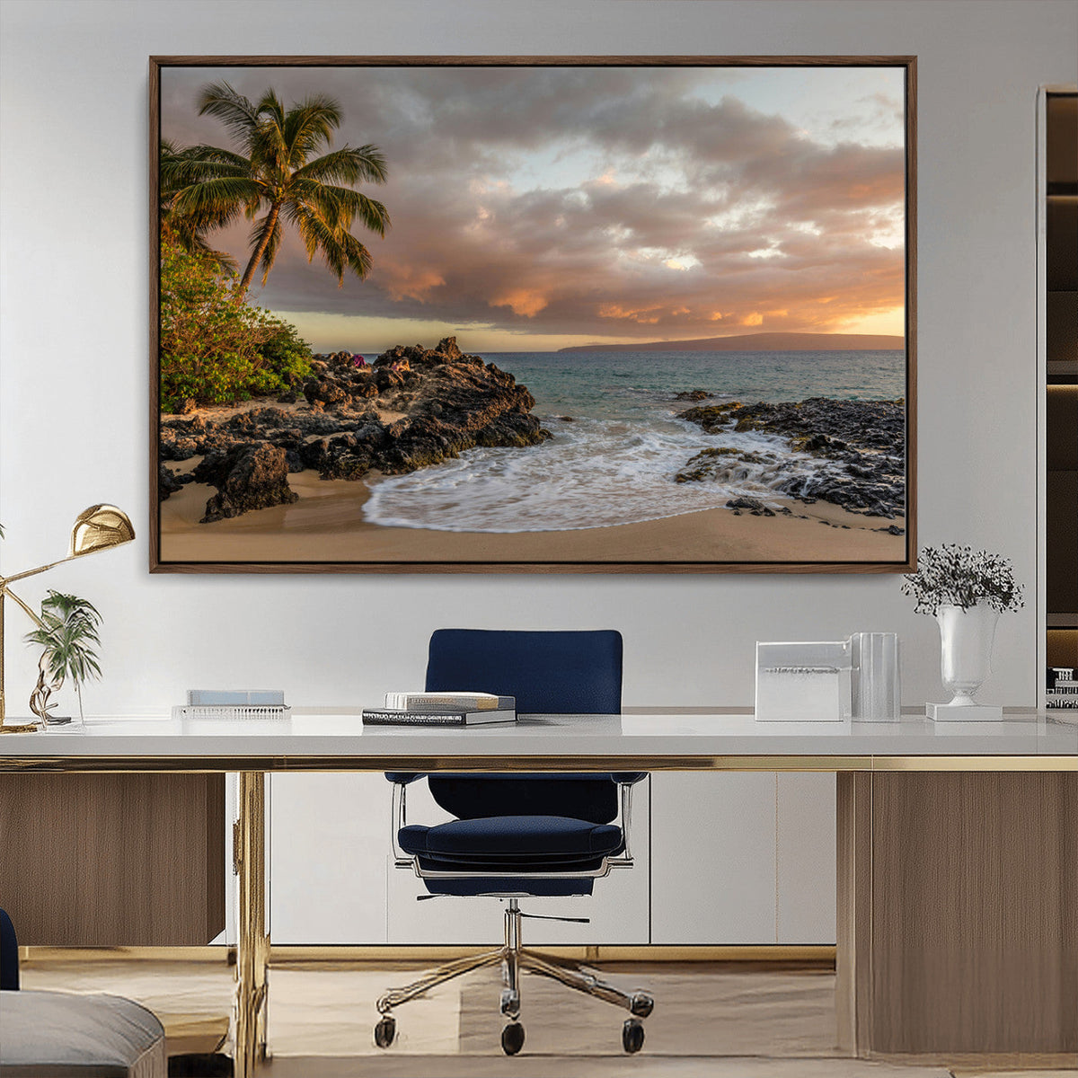 Tropical Beach Wall Art Canvas Print, Vibrant Hawaiian