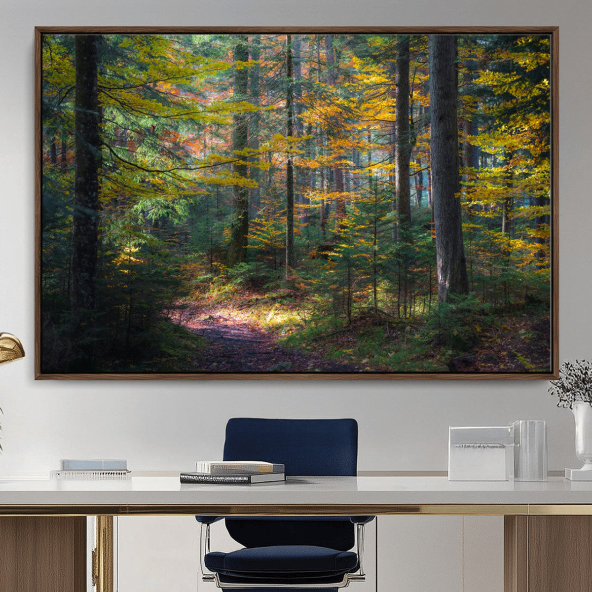 Autumn Forest Wall Art Canvas Print – Framed Fall Woodland