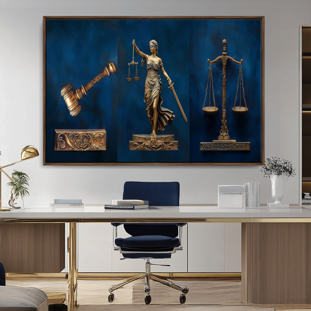Lady Justice Wall Art Canvas Print – Elegant Gold Legal