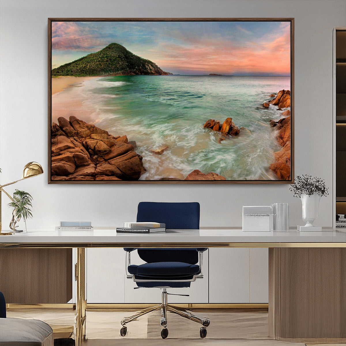 Coastal Landscape Wall Art Canvas Print – Rocky Shore and