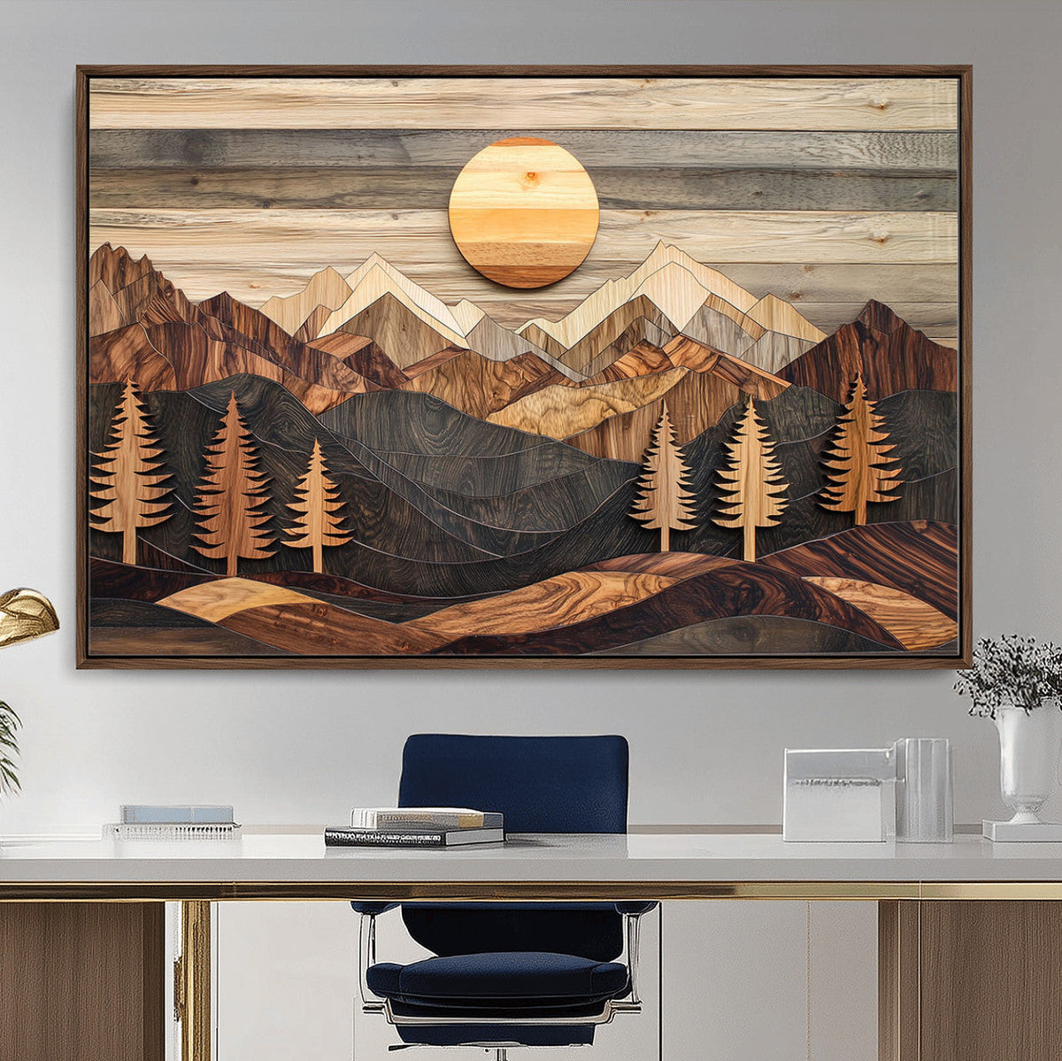 Wood Mountain Wall Art Canvas Print – Layered Forest and