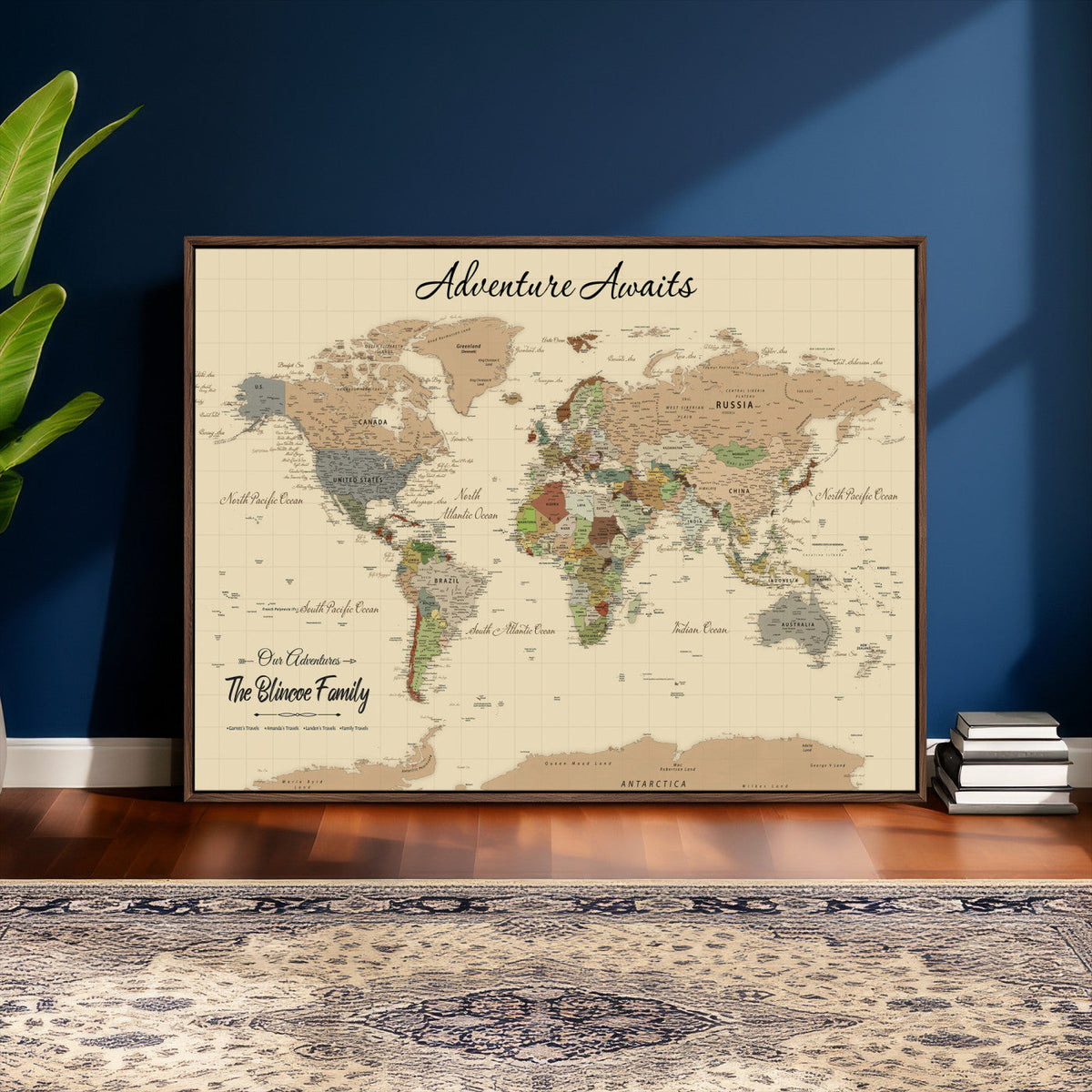 Custom Push Pin World Map Wall Art Canvas Print – Custom