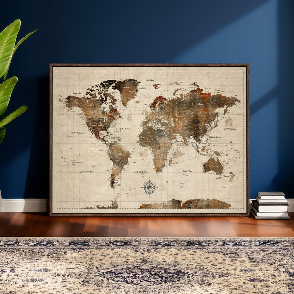 World Map Canvas Print – Framed Detailed Map of the World