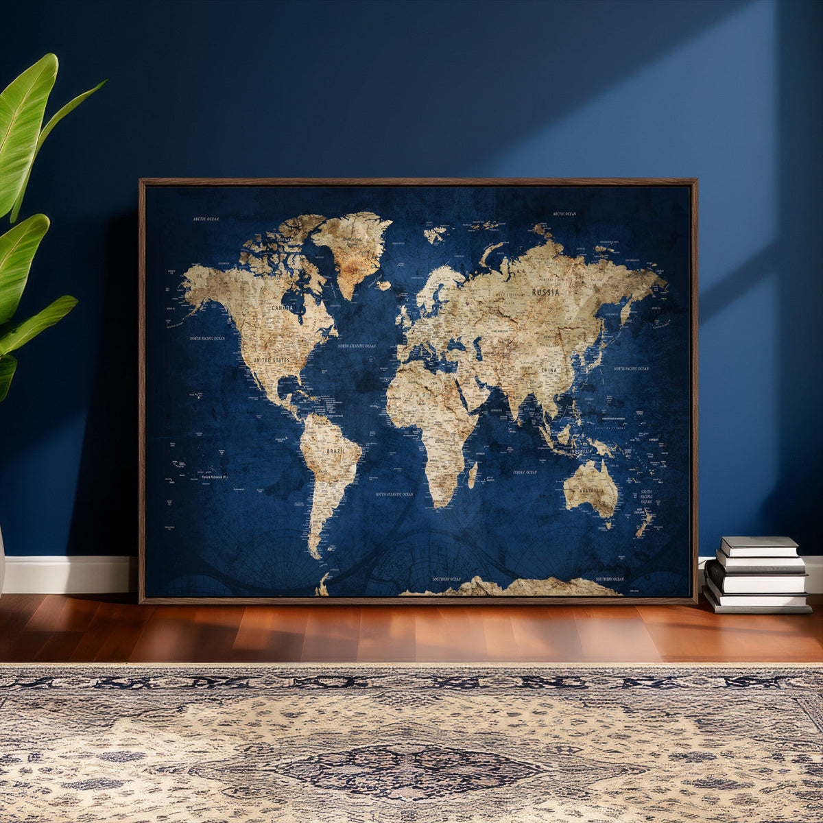 World Map Canvas Print – Framed Travel Map Wall Art for