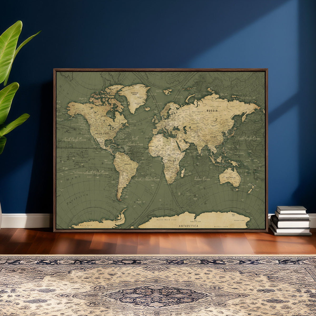 Large World Map Canvas Wall Art Print for Study Room Decor -