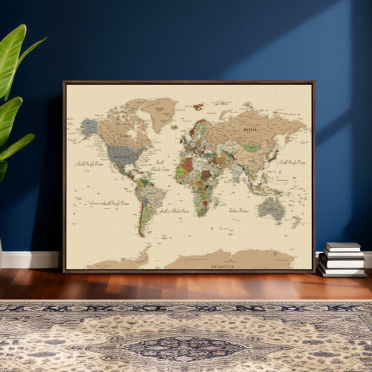Extra Large World Map Canvas Print – Detailed Map of the
