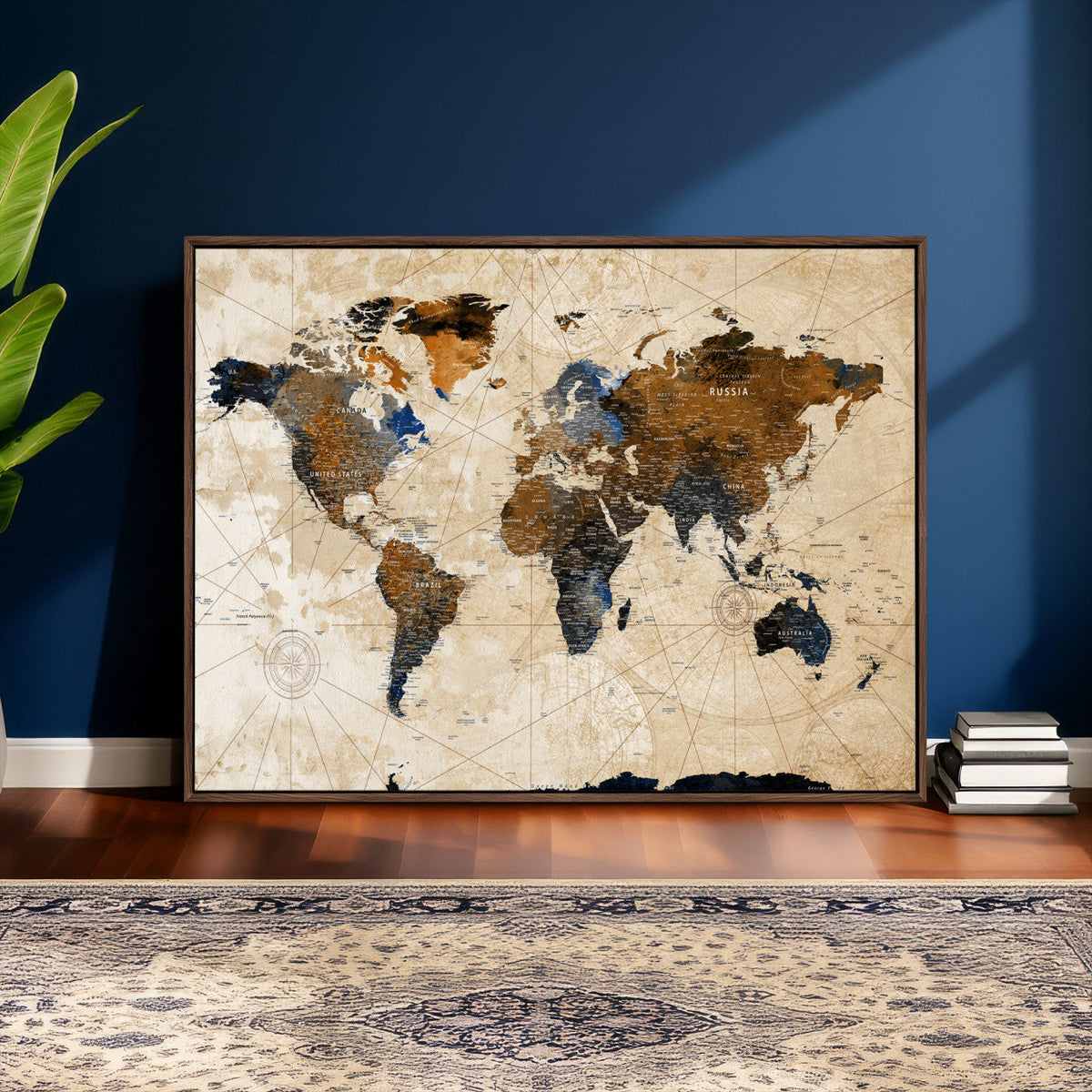 World Map Canvas Print – Framed Travel Map Wall Art for