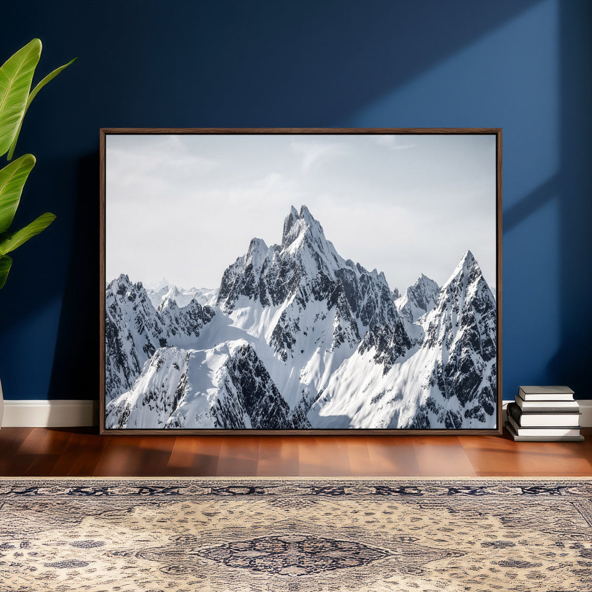 Snowy Mountain Range Canvas Print, Alpine Peaks Landscape