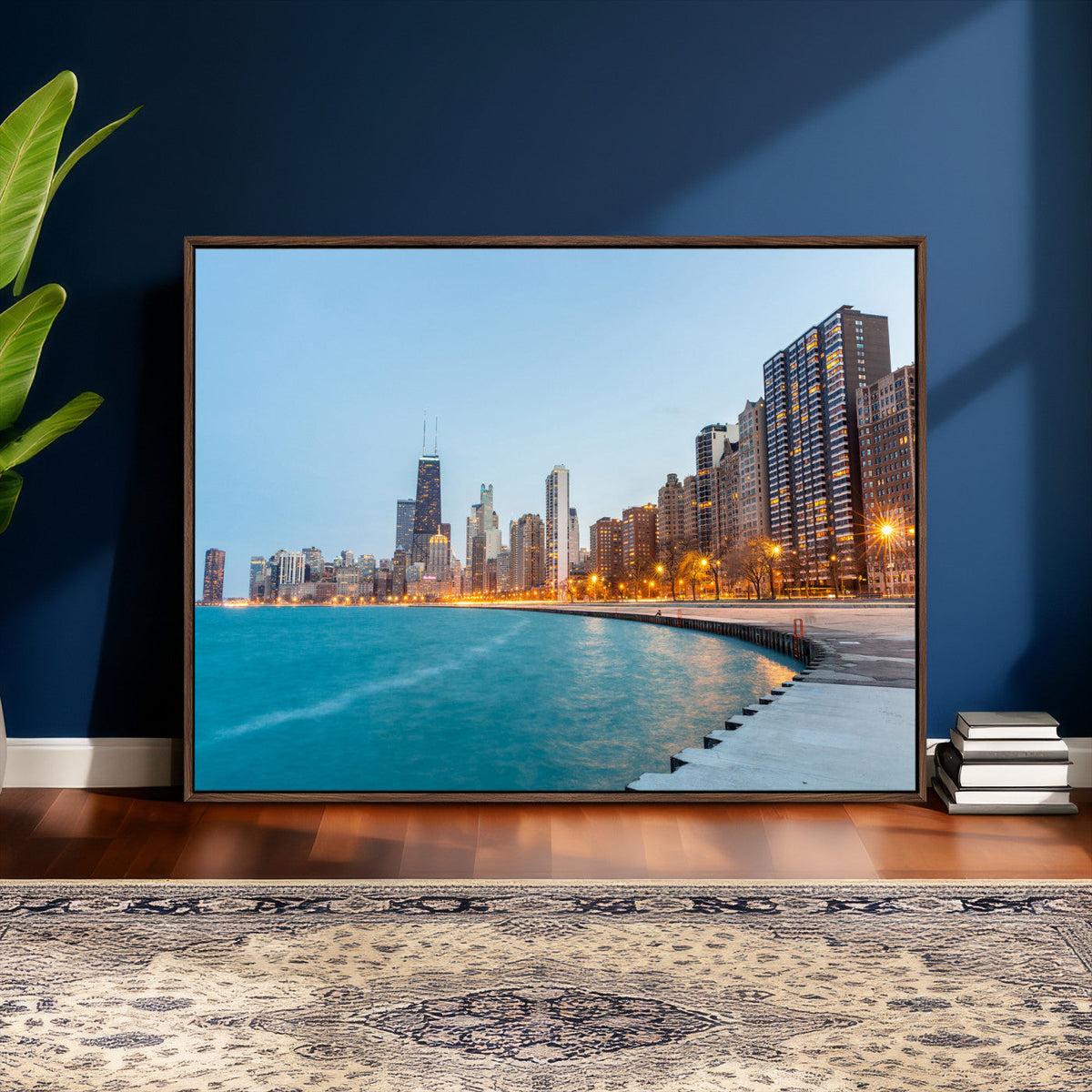 Chicago Wall Art Canvas Print, Chicago City Downtown Night