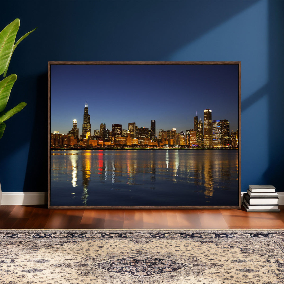Chicago Wall Art Canvas Print - Chicago City Downtown Night