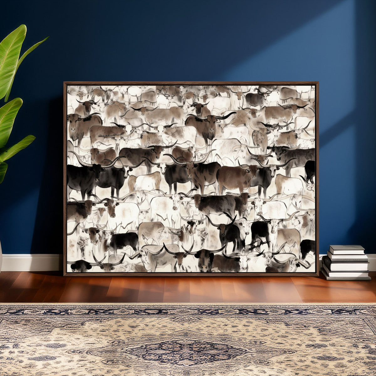Abstract Texas Longhorn Print - Longhorn Herd Print for