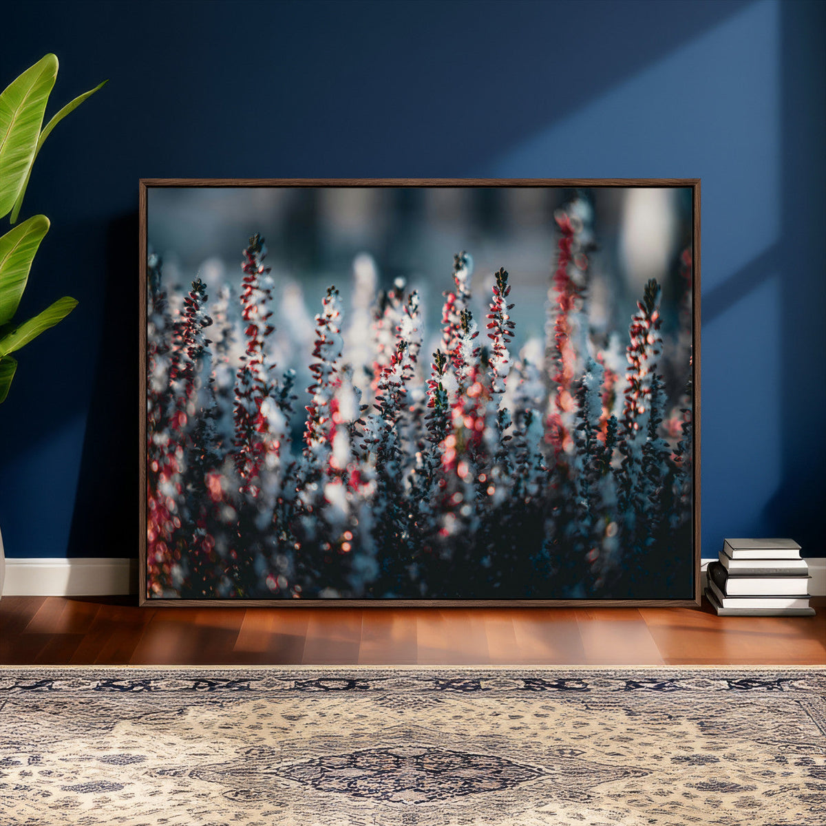 Winter Heather Wall Art Canvas Print, Frosted Floral Nature