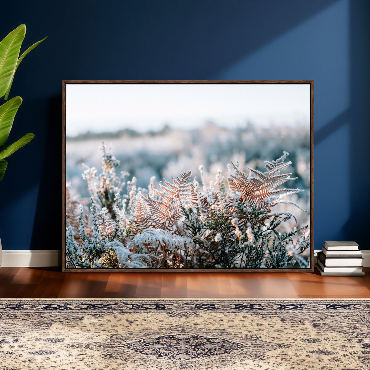 Frosted Fern Wall Art Canvas Print, Soft Winter Botanical