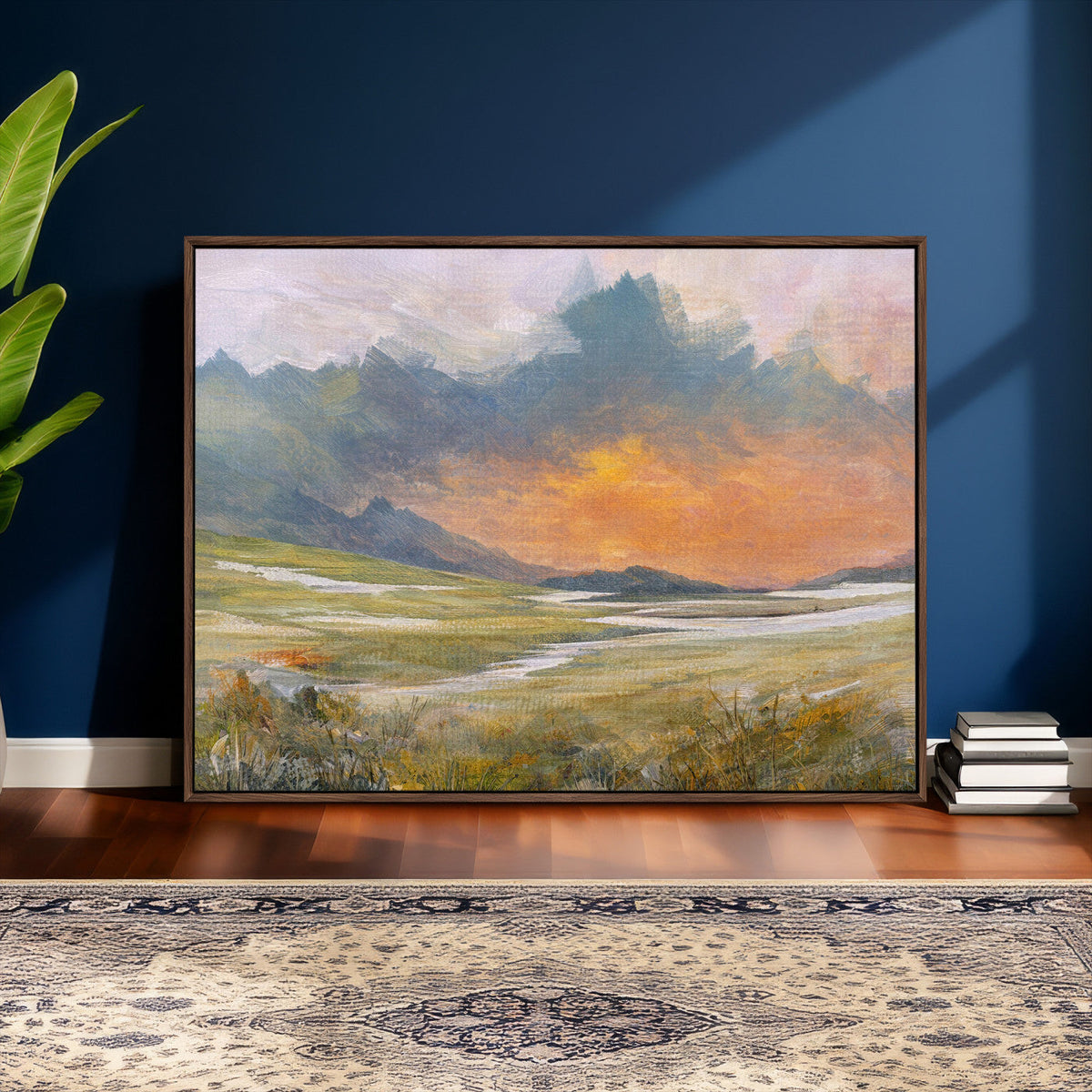 Mountain Sunset Wall Art Canvas Print Vintage Landscape