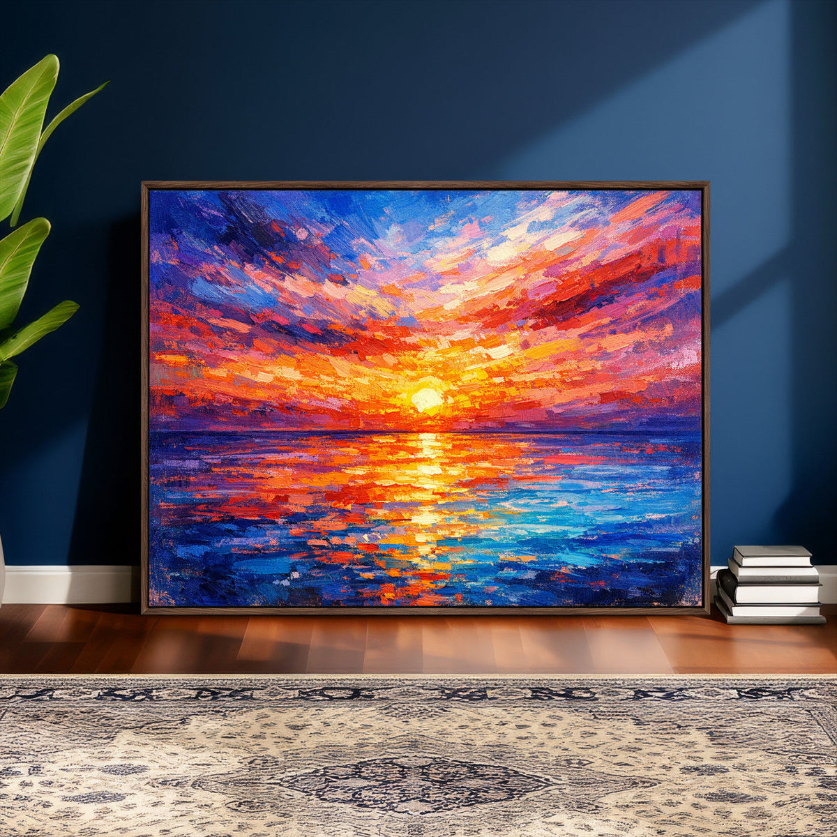 Colorful Knife Ocean Sunset Canvas — Orange Pink Teal