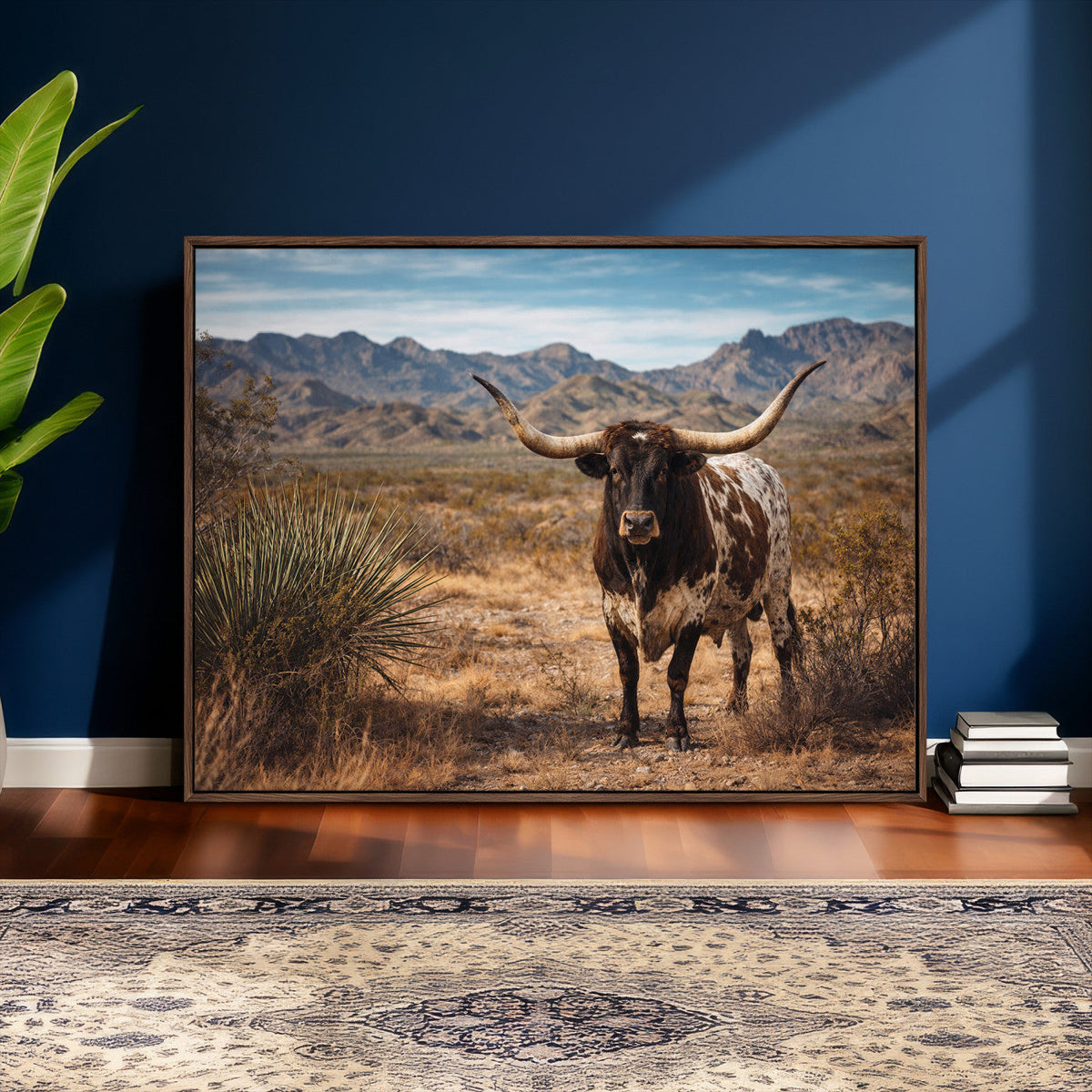 Texas Longhorn Canvas Wall Art Western Bull Desert Moody