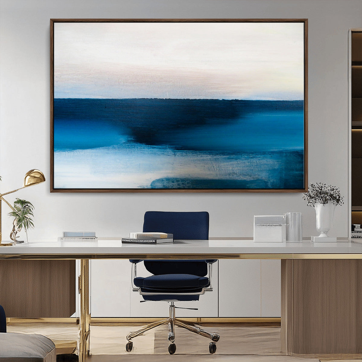 Dark Blue Abstract Wall Art Canvas Print
