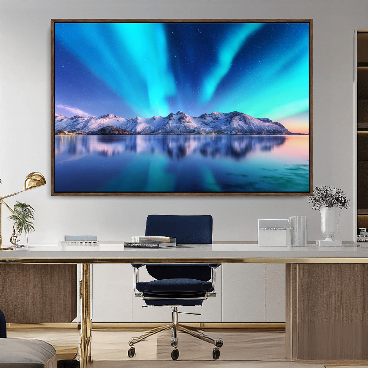 Northern Lights above Mountain Wall Art, Northern Lights