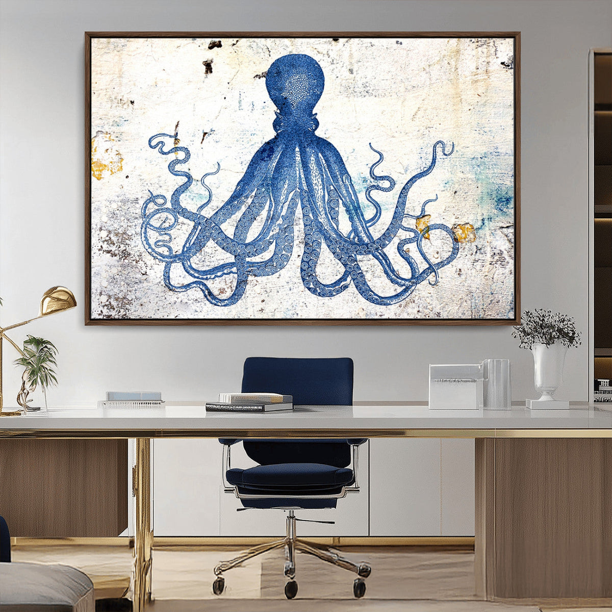 Octopus Canvas Wall Art | Coastal Marine Life Artwork for