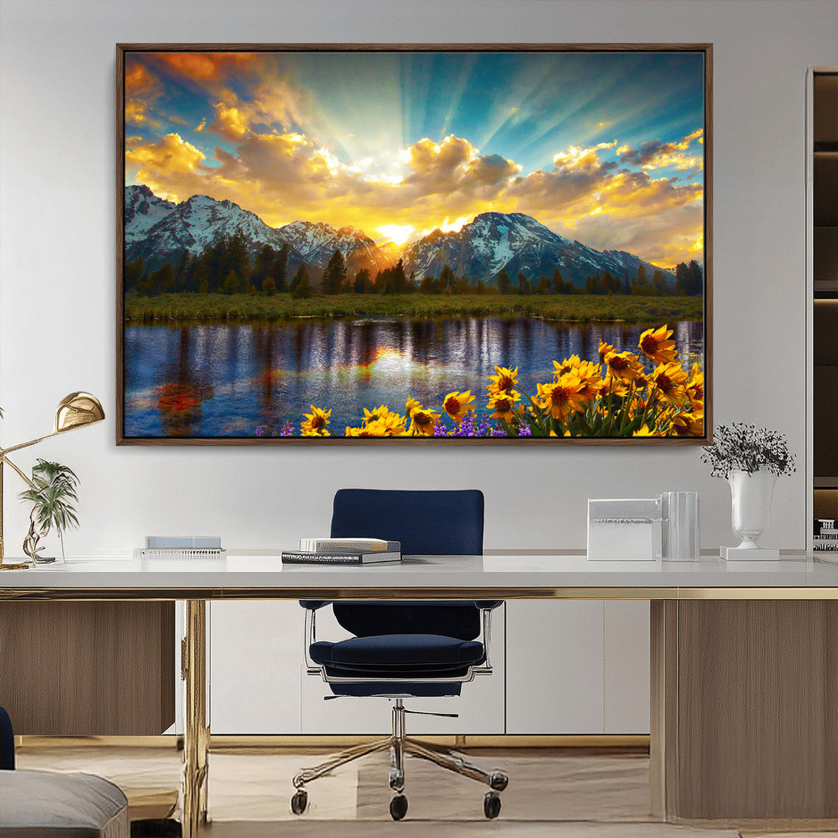 Grand Teton Park Sunrise Wall Art – Vibrant Landscape Canvas