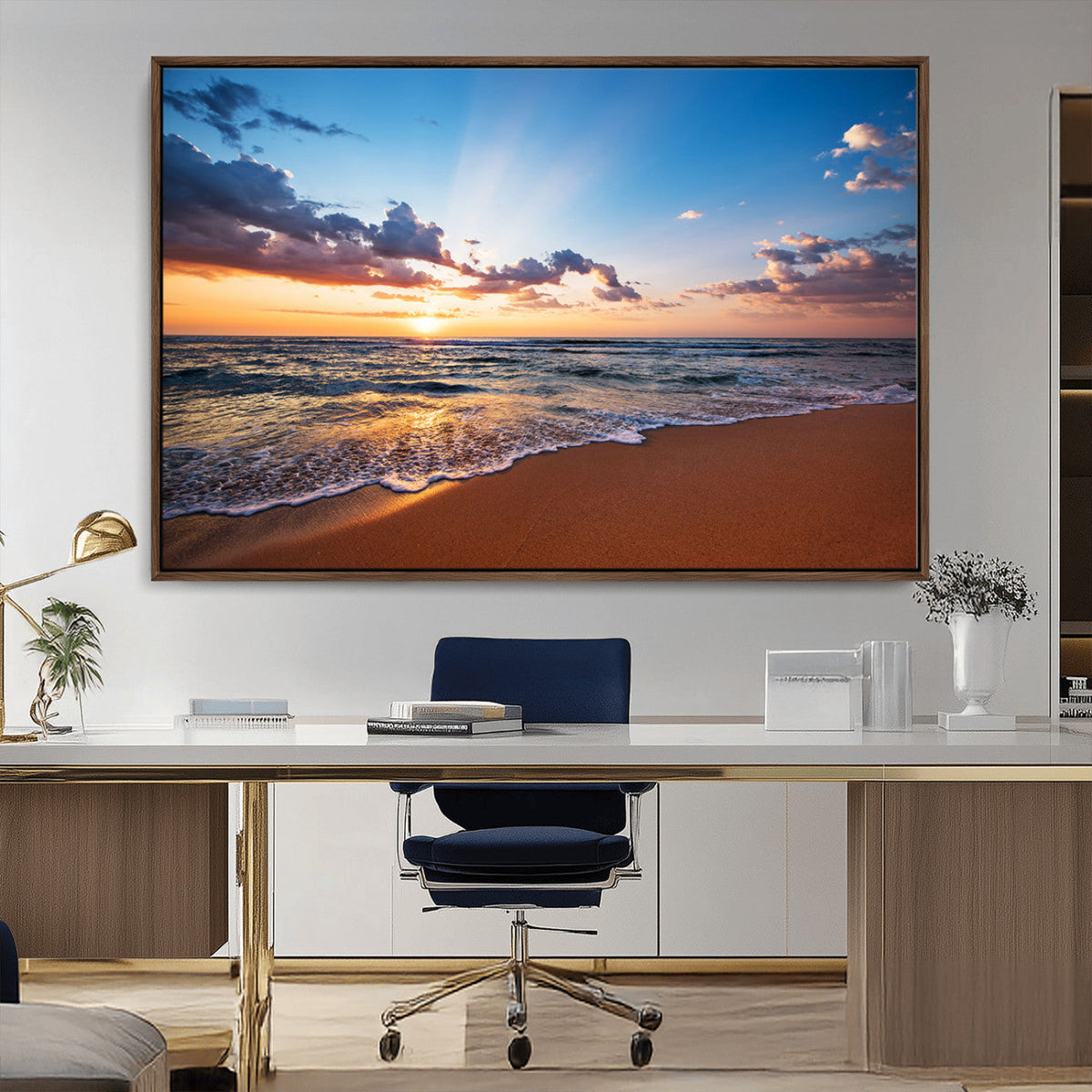 Golden Hour Beach Sunset Wall Art | Canvas Print | Ready to