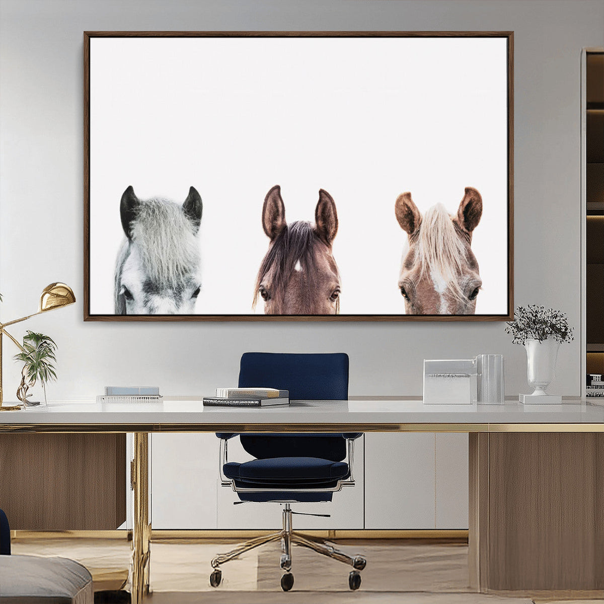 Horse Wall Art - Minimalist Horse Triptych Wall Art – Modern