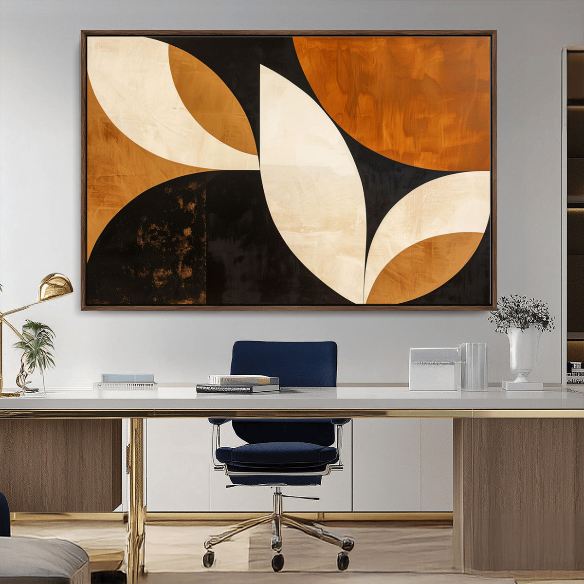 Geometric Abstract Wall Art Canvas Print, Mid Century Modern