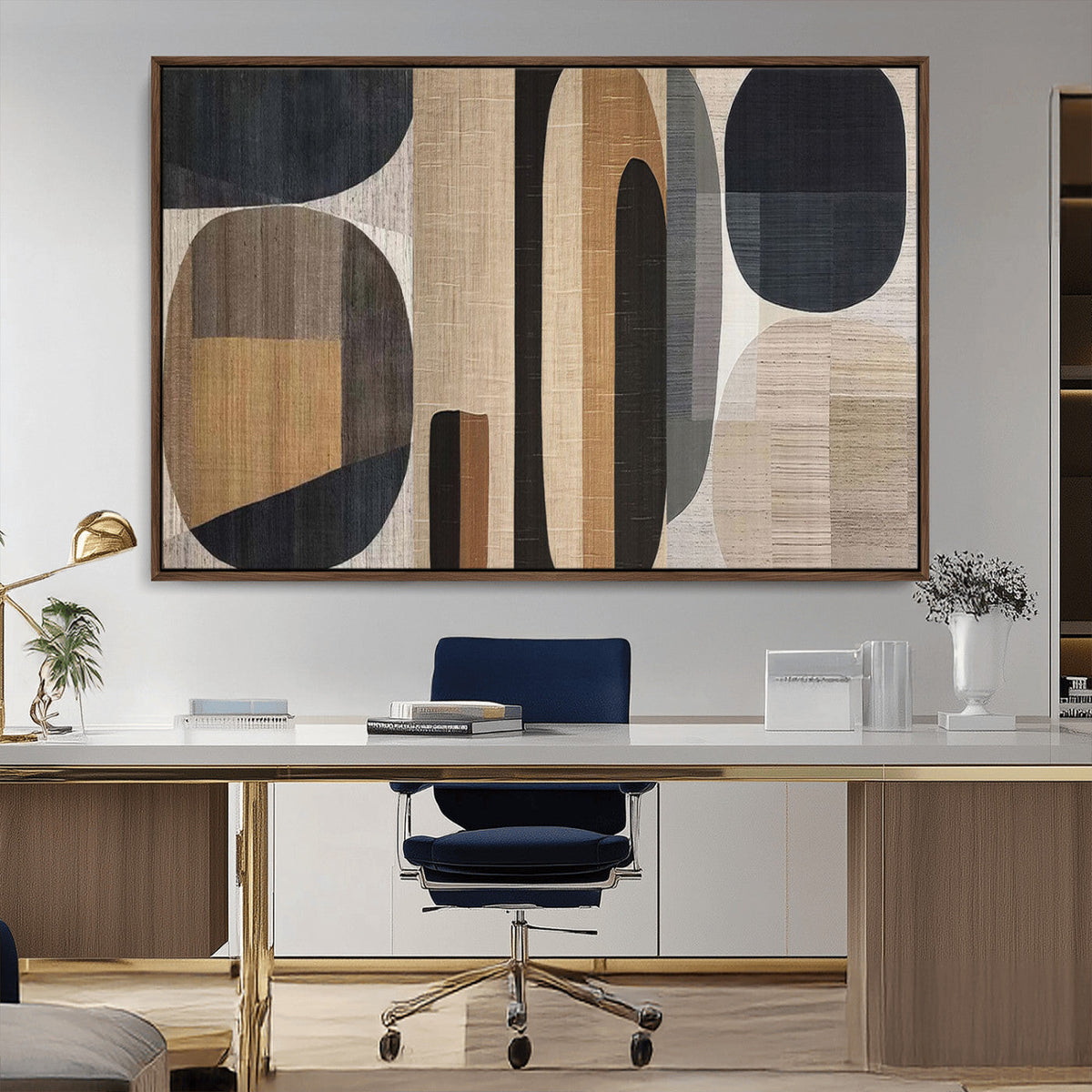 Abstract Minimalist Canvas Wall Art - Neutral Geometric