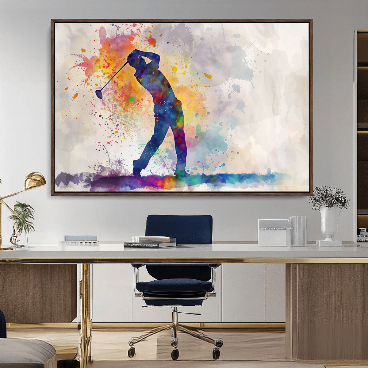 Watercolor Golf Swing Wall Art Canvas Print | Vibrant
