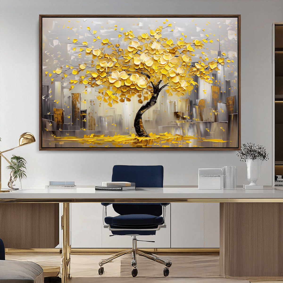 Golden Tree Canvas Print | Abstract Wall Art for Modern