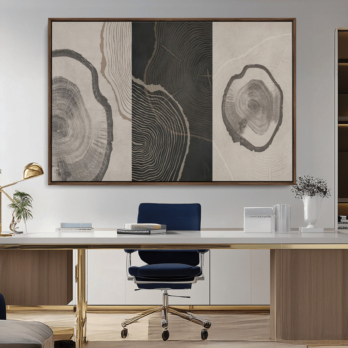 Minimalist Tree Rings Wall Art | Modern Abstract Canvas