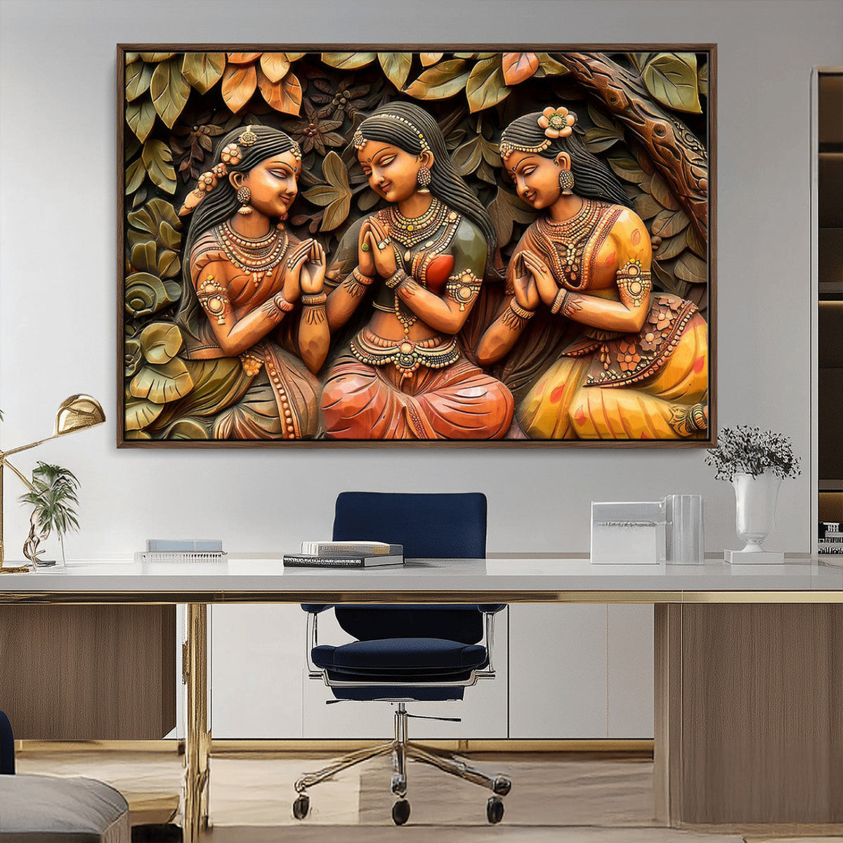 Indian Woman Statue Wall Art Canvas Print