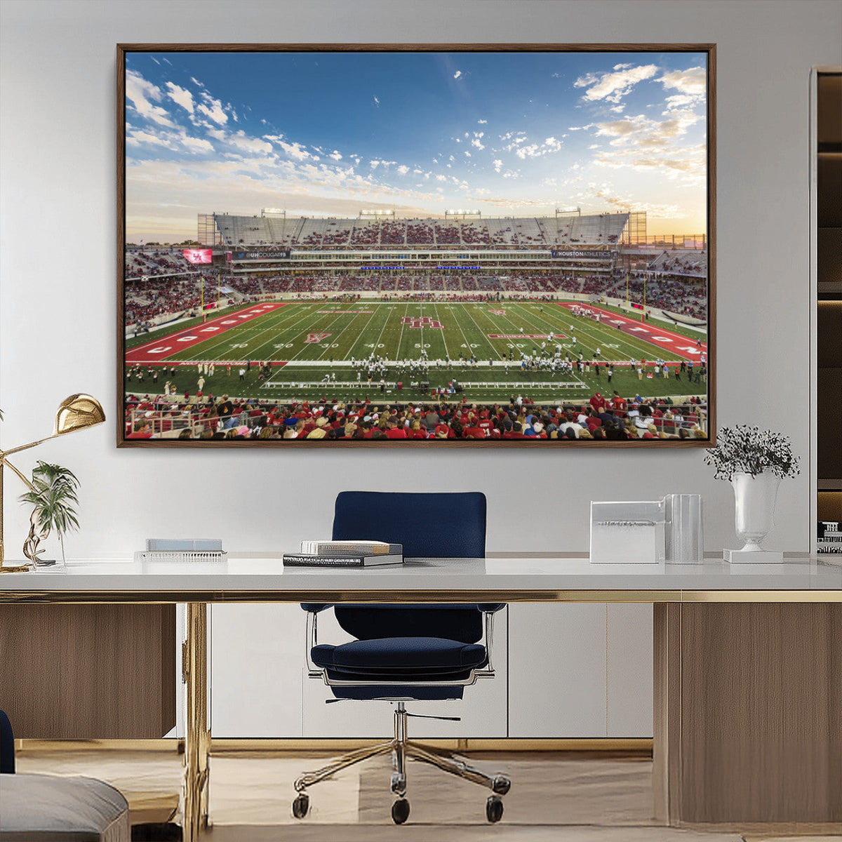Framed Houston Cougars Football Team Print - Houston TDECU