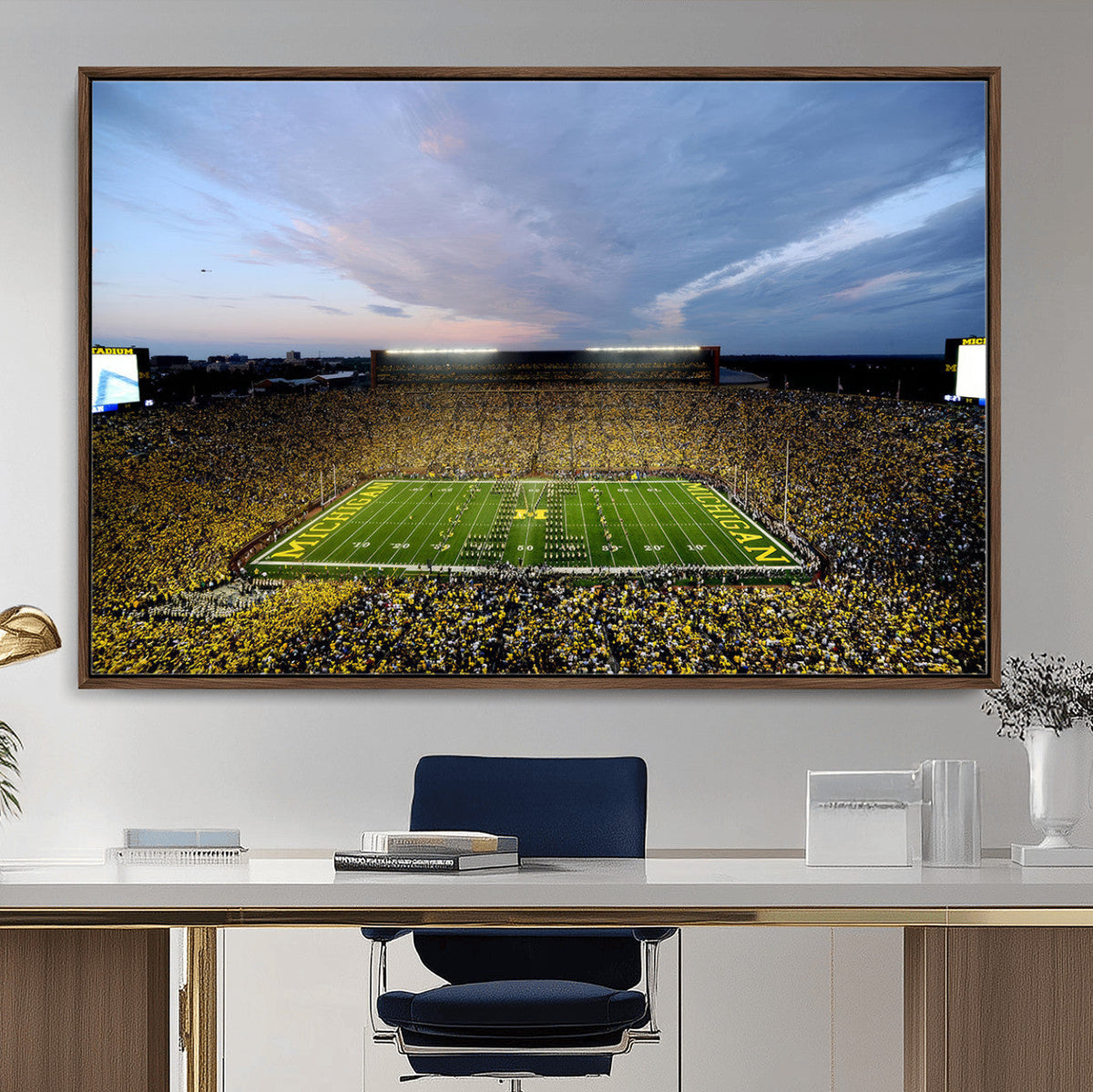 Michigan Stadium Wall Art Canvas Print, Vibrant Game Day