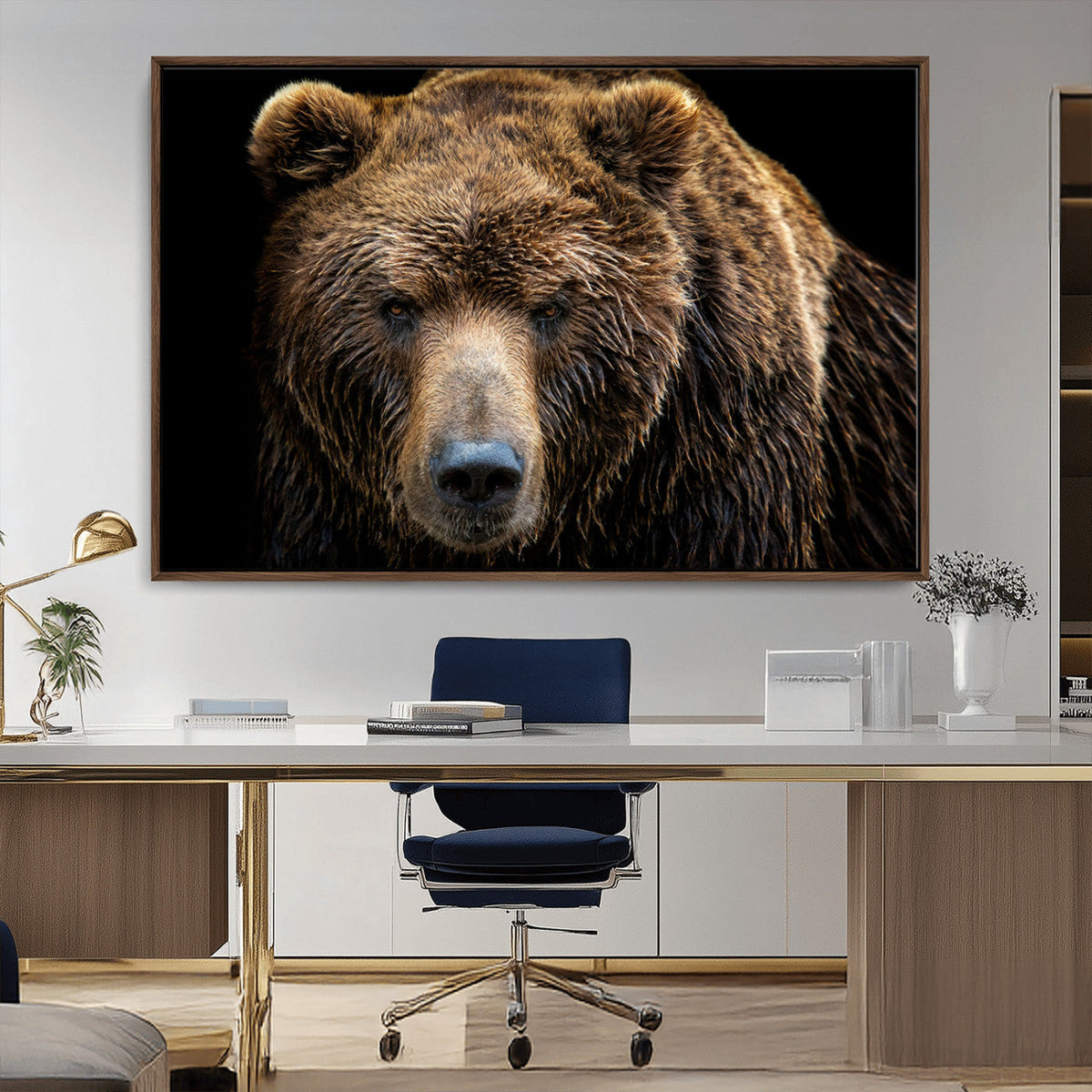 Grizzly Brown Bear Canvas Wall Art, Wildlife Animal Canvas