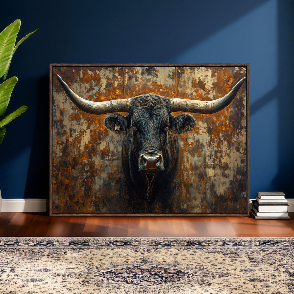 Longhorn Texas Cow Bull Wall Art | Rustic Farmhouse Canvas