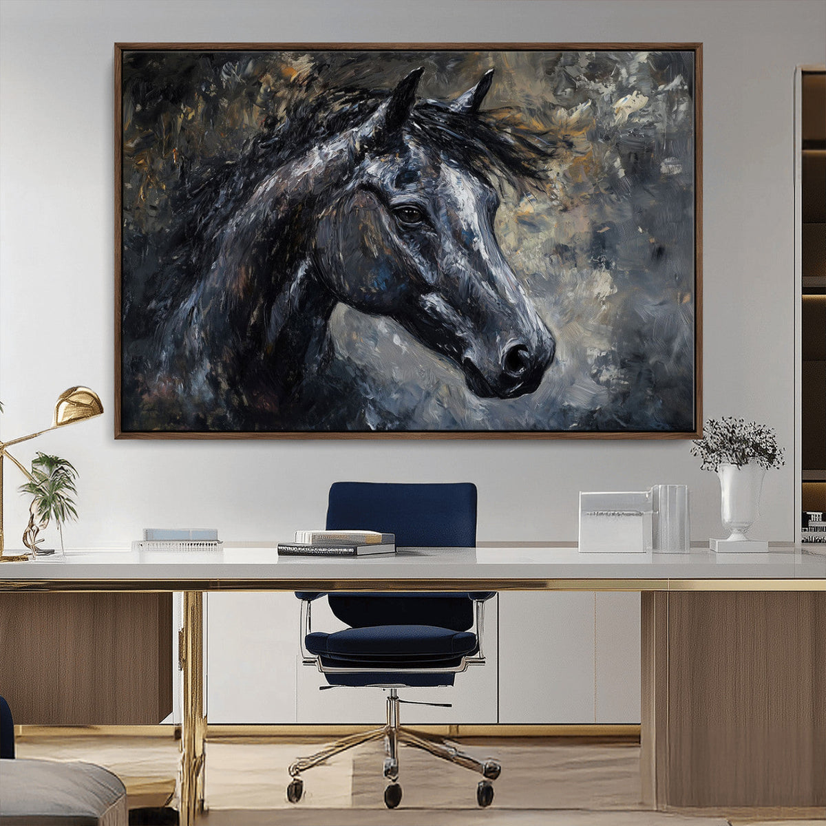 Large Abstract Horse Wall Art Canvas Print | Farmhouse Wall