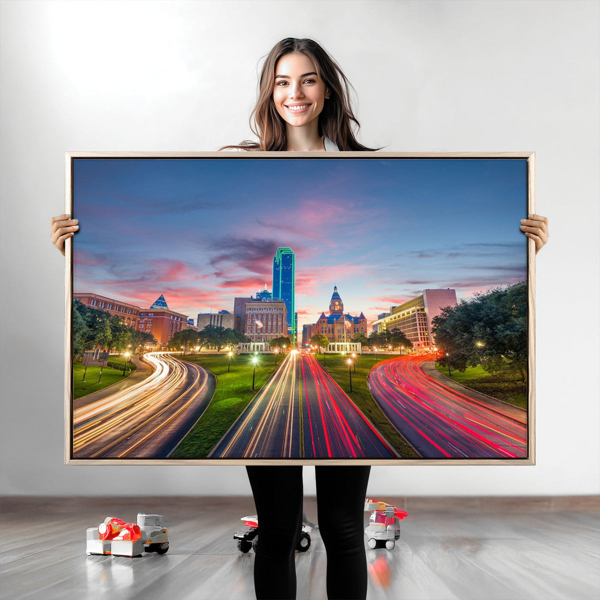 Dallas City Lights Large Wall Art Dallas Cityscape Canvas